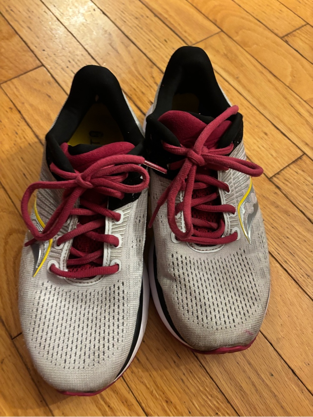 Saucony Women's Athletic Shoes - Light Gray with Pink and Yellow Accents - Picture 2 of 5